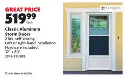 Home Hardware Classic Aluminum Storm Doors offer