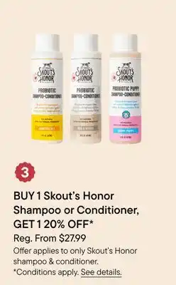 Petvalu Skout's Honor Shampoo or Conditioner offer
