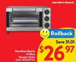Walmart Hamilton Beach 4-Slice Toaster Over offer