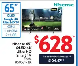Walmart Hisense 65 QLED 4K Ultra HD Smart TV offer