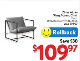 Walmart Zinus Aidan Sling Accent Chair offer