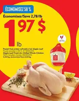 Walmart Maple Leaf Fresh Air-Chilled Whole Chicken offer