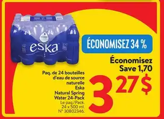 Walmart Eska Natural Spring Water 24-Pack offer