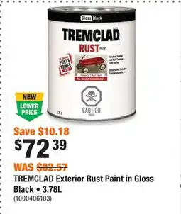 Home Depot TREMCLAD Exterior Rust Paint in Gloss Black • 3.78L offer
