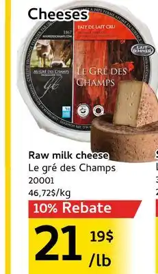 Mayrand Le gré des Champs raw milk cheese offer