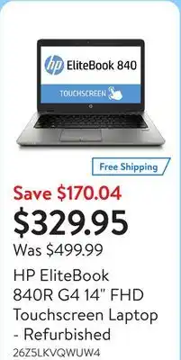 Walmart HP EliteBook 840R G4 14 FHD Touchscreen Laptop - Refurbished offer