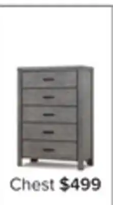 Leon's Copeland 5 Drawer Chest - Wire-Brushed Grey offer