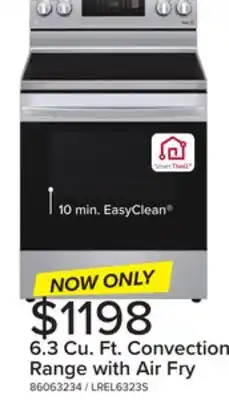 Leon's LG Stainless Steel 6.3 cu ft. Electric ThinQ Range with Air Fry and Fan Convection -LREL6323S offer
