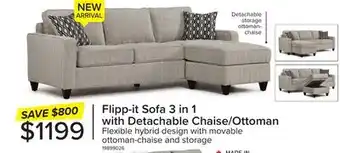 Leon's Flipp-it Sofa with Reversible Chaise/Ottoman - Platinum offer