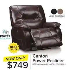 Leon's Canton Power Recliner - Dark Brown offer