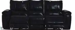 Leon's Fabio Leather Dual Power Reclining Sofa - Dark Blue offer