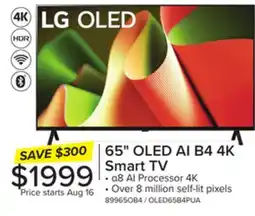 Leon's LG 65 4K Smart B4 OLED TV - OLED65B4PUA offer