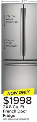 Leon's GE Profile Fingerprint Resistant Stainless 33 French Door Refrigerator (24.8 cu ft)- PNE25NYRKFS offer
