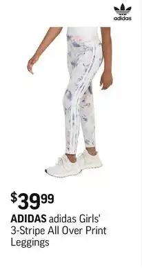 Sport Chek adidas Girls' 3-Stripe All Over Print Leggings offer