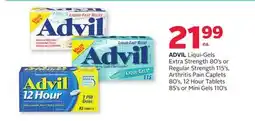 Rexall ADVIL Liqui-Gels Extra Strength 80's or Regular Strength 115's, Arthritis Pain Caplets 80's, 12Hour Tablets 85's or Mini Gels offer
