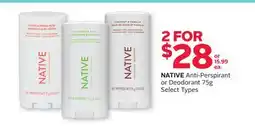 Rexall NATIVE Anti-Perspirant or Deodorant offer