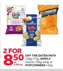Rexall OFF THE EATEN PATH 128g-177g, SIMPLY Snacks 156g-241g or POPCORNERS 142g offer