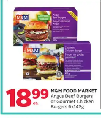 Rexall M&M FOOD MARKET Angus Beef Burgers or Gourmet Chicken Burgers offer