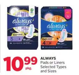 Rexall ALWAYS Pads or Liners offer