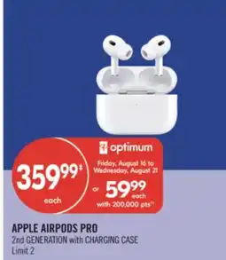 Shoppers Drug Mart APPLE AIRPODS PRO 2nd GENERATION with CHARGING CASE offer