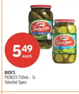 Shoppers Drug Mart BICK'S PICKLES 750mL - 1L offer