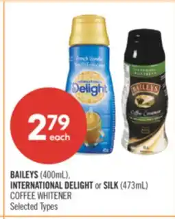 Shoppers Drug Mart BAILEYS (400mL), INTERNATIONAL DELIGHT or SILK (473mL) COFFEE WHITENER offer