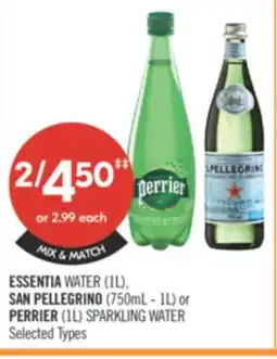 Shoppers Drug Mart ESSENTIA WATER (1L), SAN PELLEGRINO (750mL - 1L) or PERRIER (1L) SPARKLING WATER offer