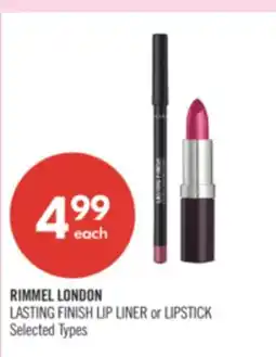 Shoppers Drug Mart RIMMEL LONDON LASTING FINISH LIP LINER or LIPSTICK offer