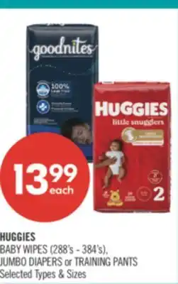 Shoppers Drug Mart HUGGIES BABY WIPES (288's - 384's), JUMBO DIAPERS or TRAINING PANTS offer