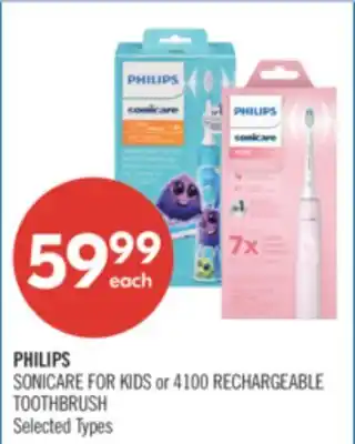 Shoppers Drug Mart PHILIPS SONICARE FOR KIDS or 4100 RECHARGEABLE TOOTHBRUSH offer