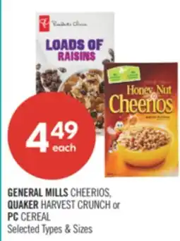 Shoppers Drug Mart General Mills Cheerios Quaker Harvest Crunch Or Pc Cereal offer