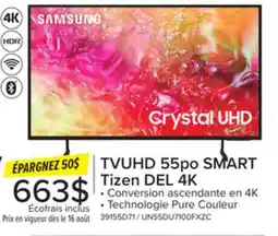 Leon's Téléviseur intelligent 55 po DEL 4K UHD Cristal avec SE Tizen UN55DU7100FXZC Samsung offer