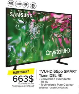 Leon's Téléviseur intelligent 65 po DEL 4K UHD Cristal avec SE Tizen UN65DU6900FXZC Samsung offer