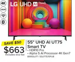Leon's LG 55 UHD 4K Smart LED TV - 55UT7570PUB offer