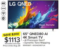 Leon's LG 65 QNED80 4K Smart QLED TV - 65QNED80TUC offer