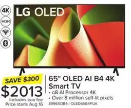 Leon's LG 65 4K Smart B4 OLED TV - OLED65B4PUA offer