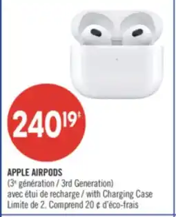 Pharmaprix APPLE AIRPODS 3rd Generation with Charging Case offer