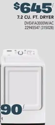Réno Dépôt SAMSUNG 7.2 CU. FT. DRYER offer