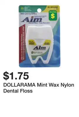 Dollarama DOLLARAMA Mint Wax Nylon Dental Floss offer