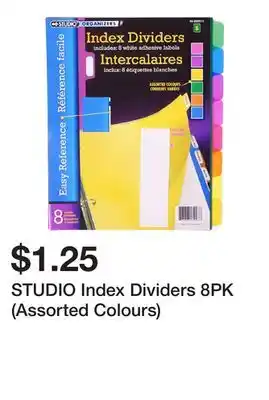 Dollarama STUDIO Index Dividers 8PK (Assorted Colours) offer