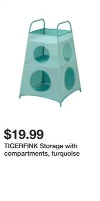 IKEA TIGERFINK Storage with compartments, turquoise offer