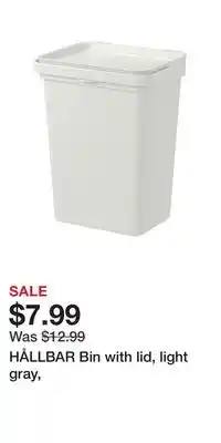 IKEA HÅLLBAR Bin with lid, light gray offer