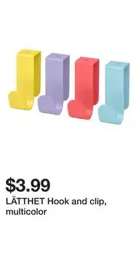 IKEA LÄTTHET Hook and clip, multicolor offer