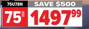 2001 Audio Video Hisense 75 4K UHD QDOT 144Hz MINI-LED offer