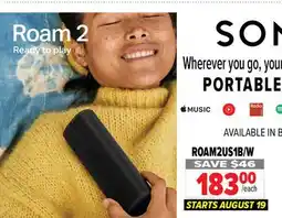 2001 Audio Video SONOS ROAM2 B - PORT SPKR WIFI SMART BT BLACK offer