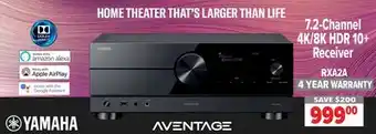 2001 Audio Video YAMAHA 7.2-Channel 4K/8K HDR 10+ receiver offer