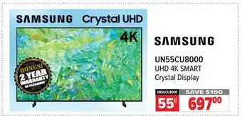 2001 Audio Video SAMSUNG 55|| UHD 4K SMART Crystal Display offer