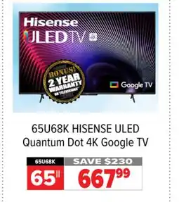 2001 Audio Video HISENSE 65|| ULED Quantum Dot 4K Google TV offer