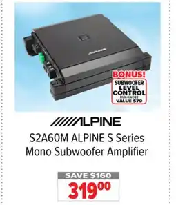 2001 Audio Video ALPINE S Series Mono Subwoofer Amplifier offer
