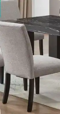 The Brick Burk 7pc Dining Set with Table & 6 Chairs, Resin Marble-Look Top, 72W - Black/Grey offer